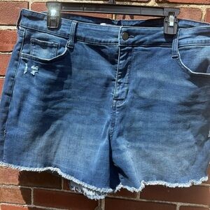 Nine West Blue Jean Shorts Distressed Hem